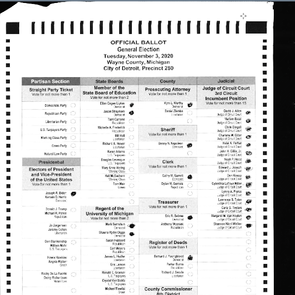 Unreadable hand-marked ballot example 2 – black border